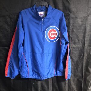 MAJESTIC COOL BASE AUTHENTIC CHICAGO CUBS DUGOUT BULLPEN PULLOVER JACKET MED